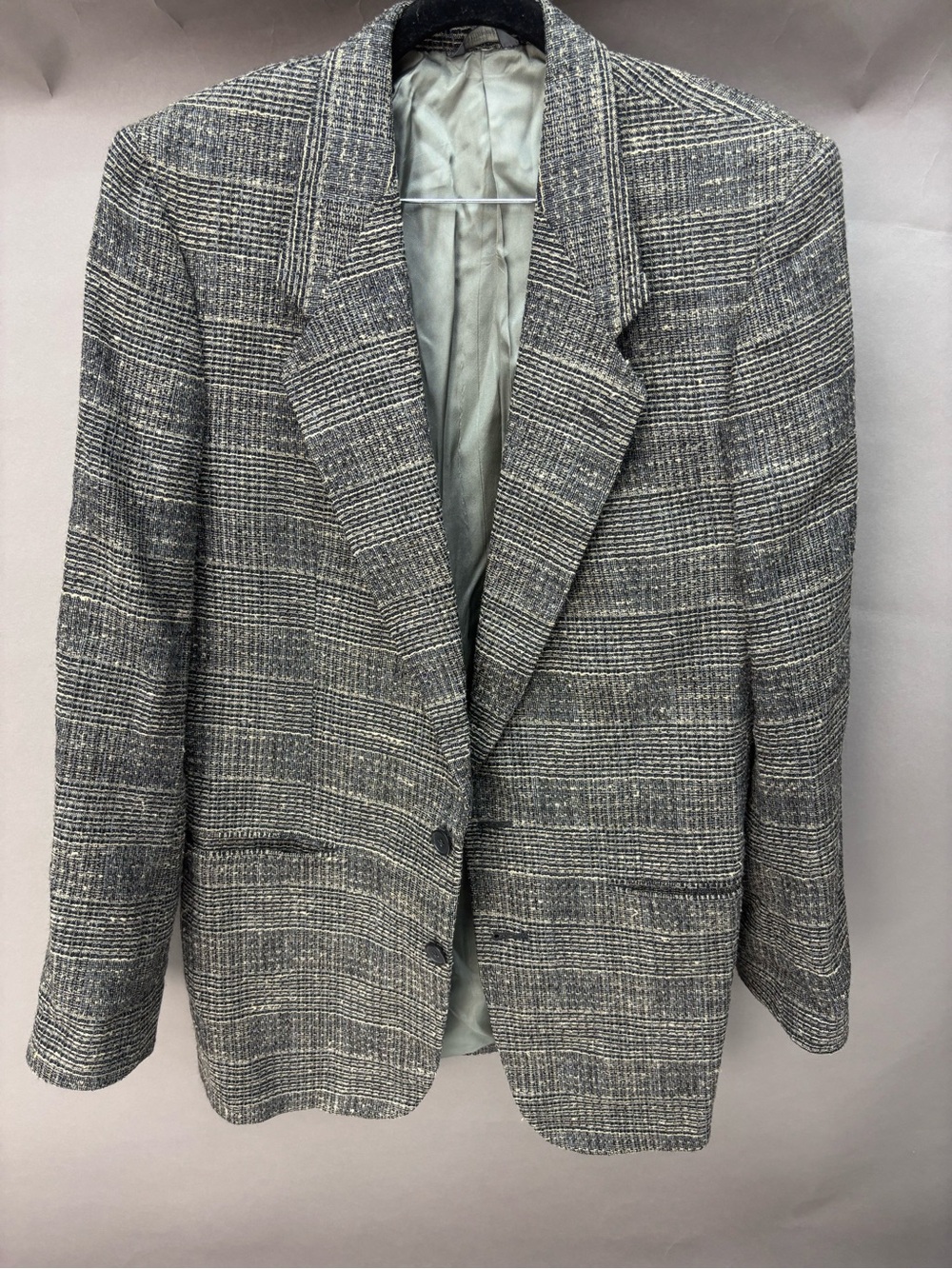 TALLIA Men's Gray Plaid Sport Coat - Textured Single-Button Blazer